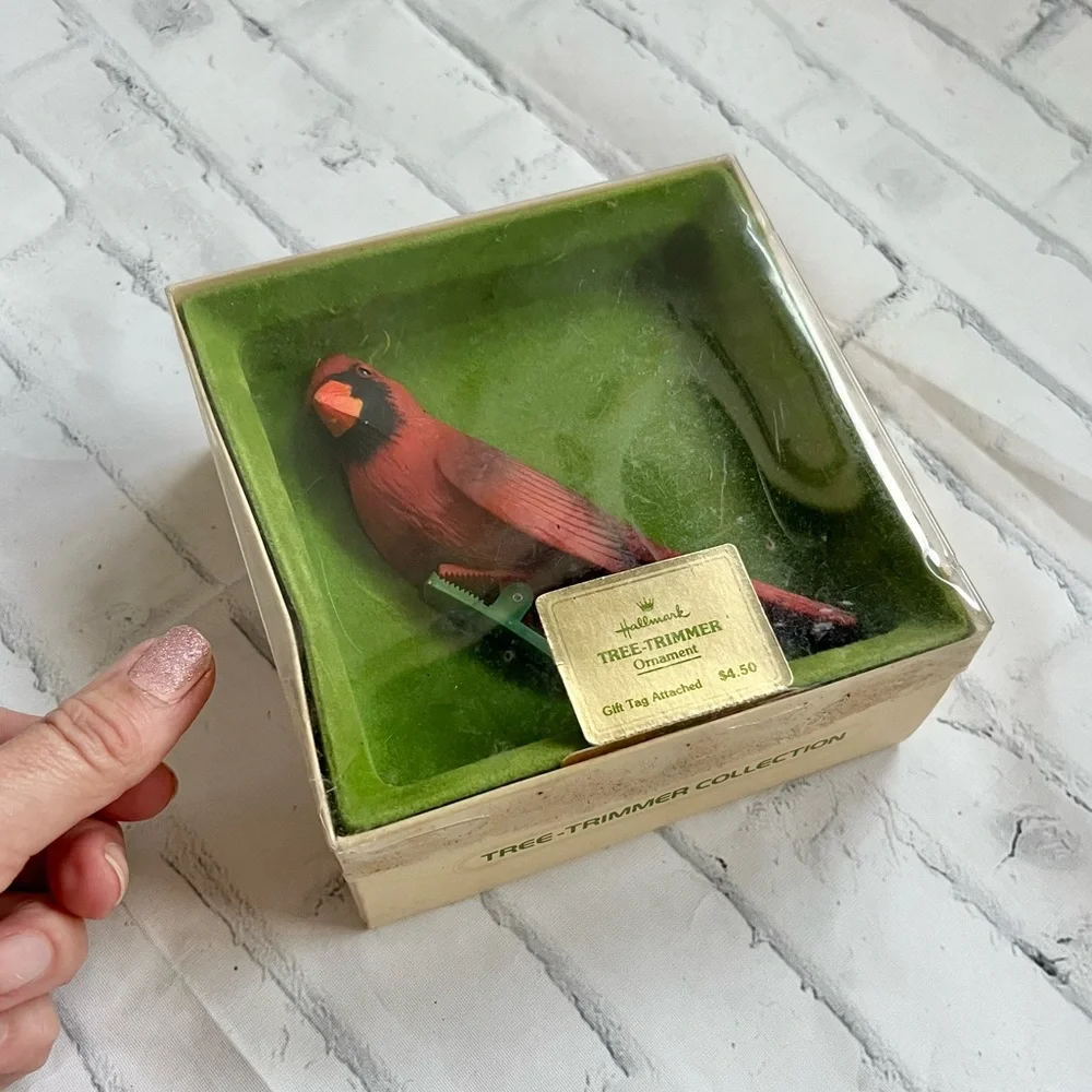 Vtg 1978 Hallmark Cardinal Bird Tree Trimmer Ornament Clip-On MIB Rare